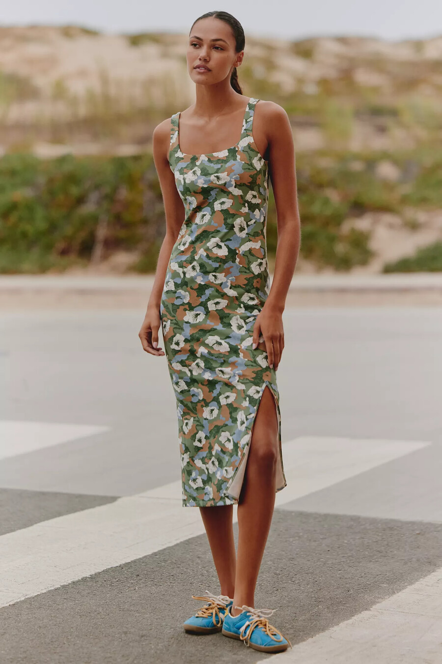 midikleid mit eckigem ausschnitt für den alltag