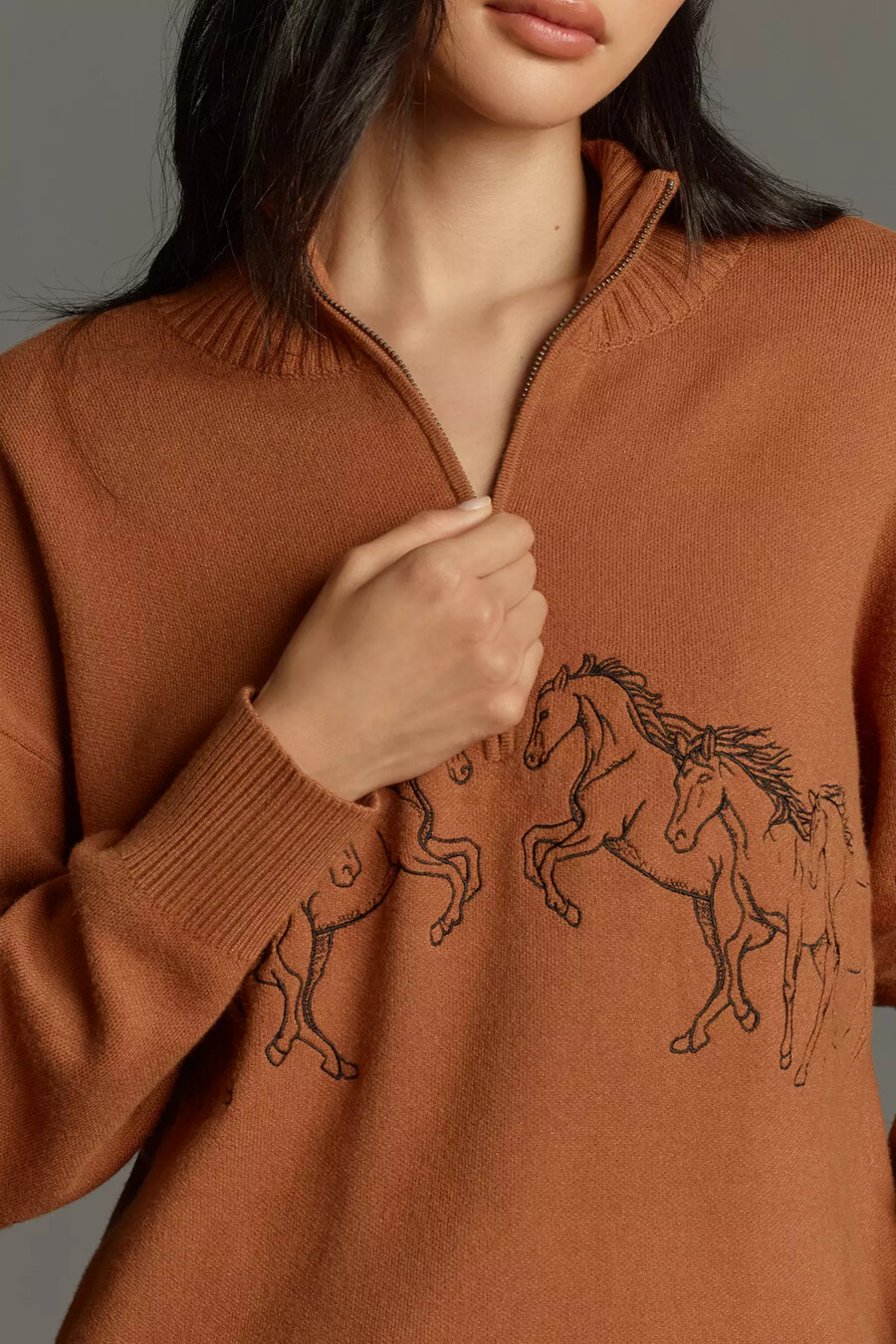 maeve pullover mit stehkragen und halbem reißverschluss