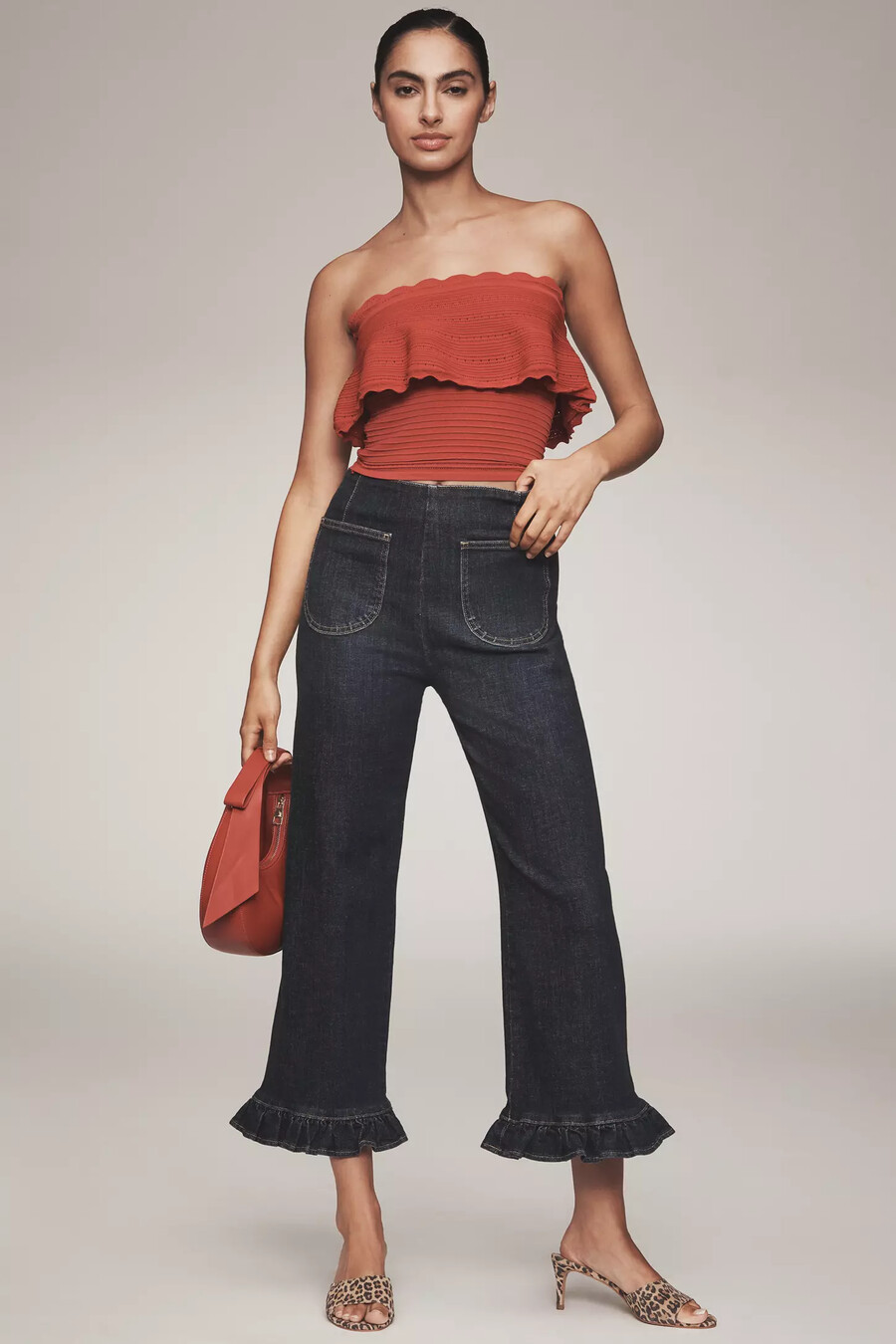 die colette denim rüschen cropped wide-leg jeans von maeve