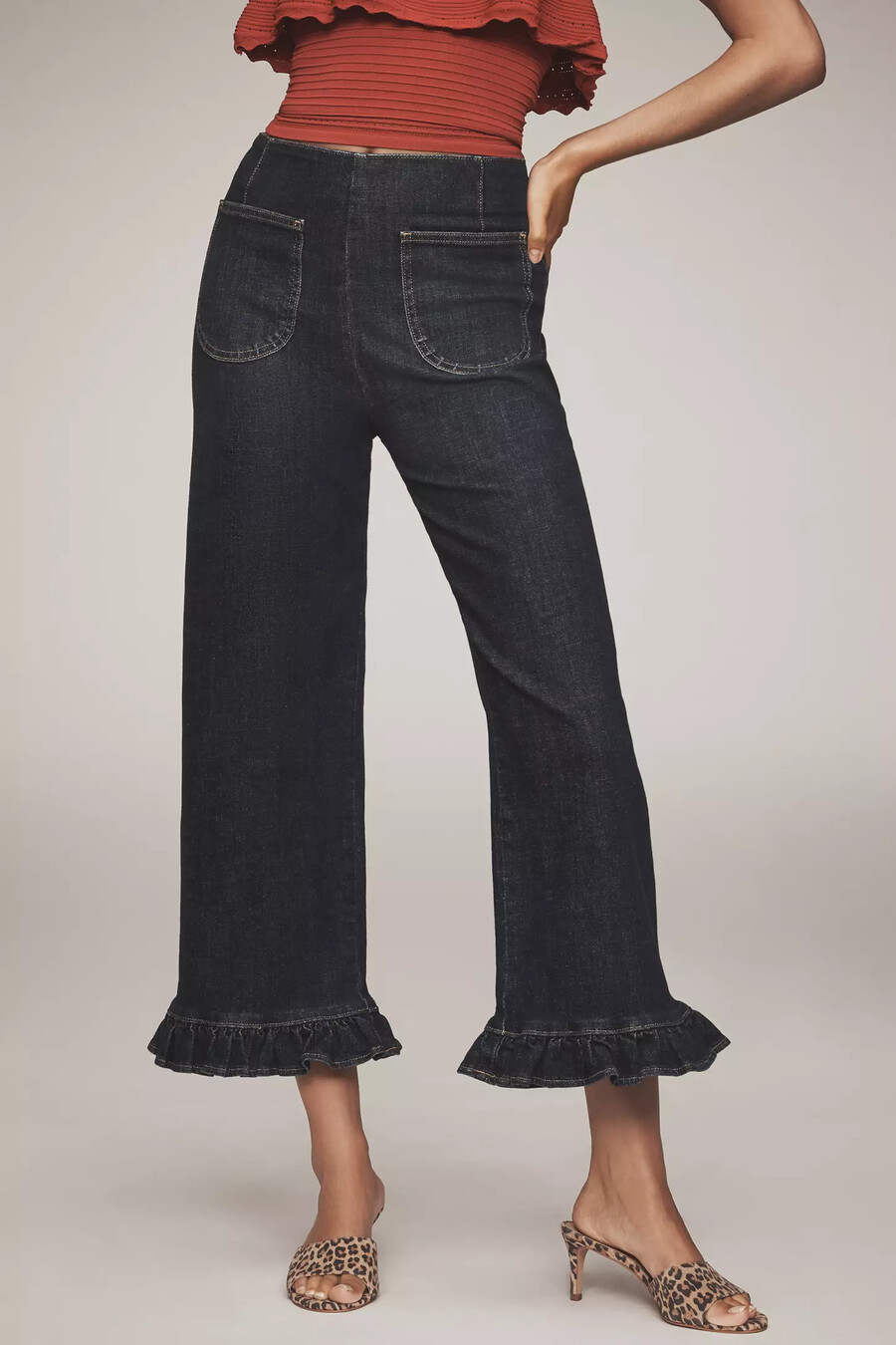 die colette denim rüschen cropped wide-leg jeans von maeve