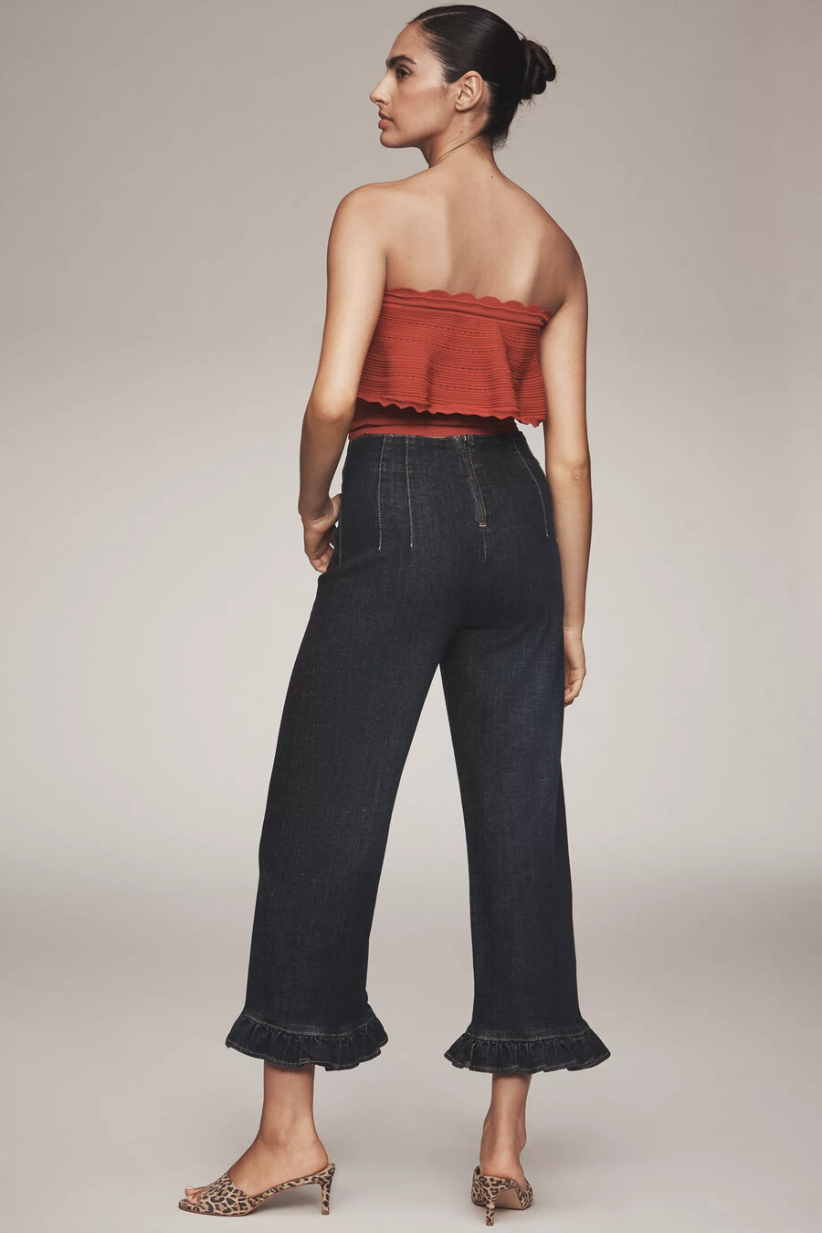 die colette denim rüschen cropped wide-leg jeans von maeve