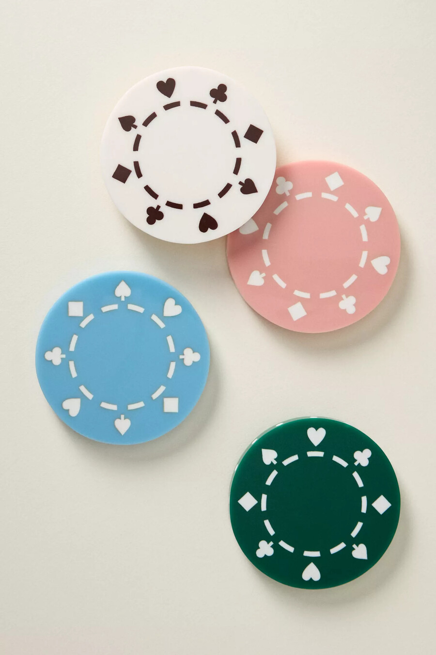 pokerchip-untersetzer aus kunstharz 4er-set