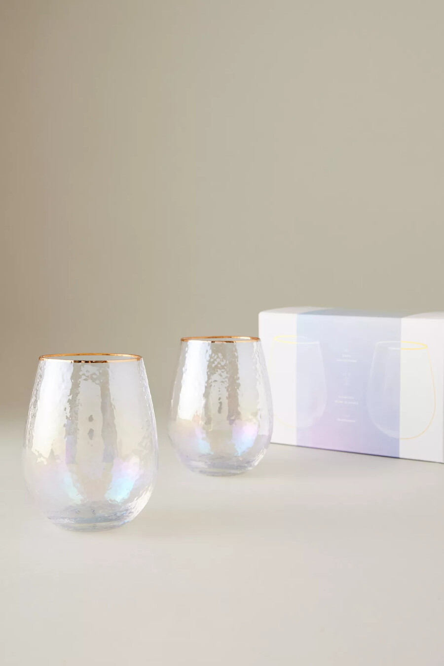 zaza stiellose weingläser mit glanzfinish 2er-set