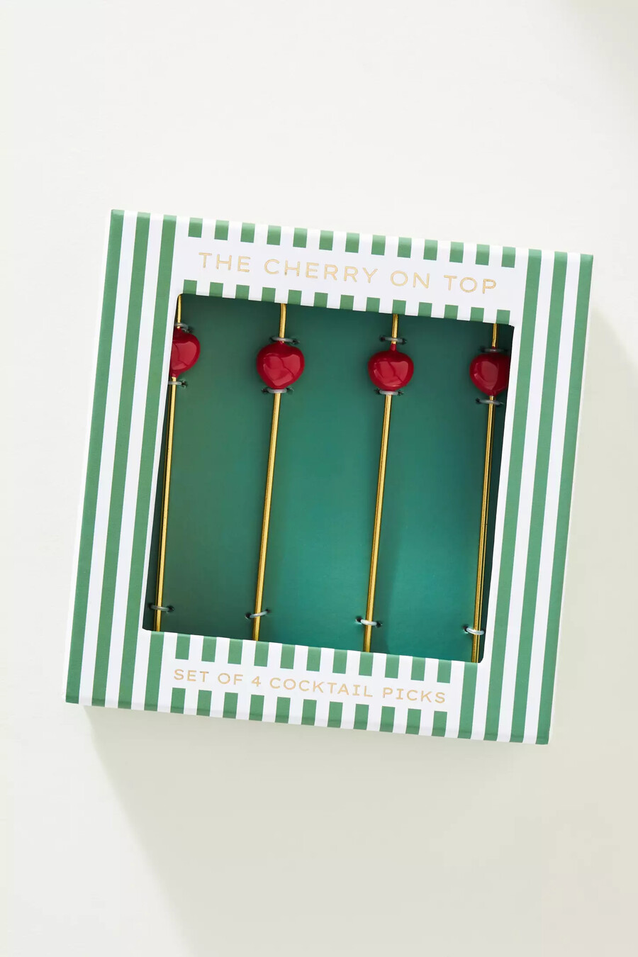 cocktailspieße aus edelstahl mit kirschmotiv 4er-set