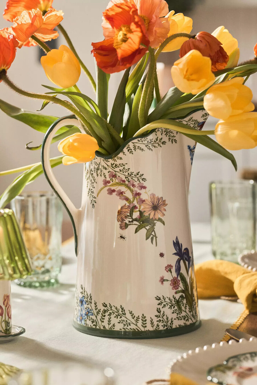 eden floral keramikkrug mit gewelltem rand