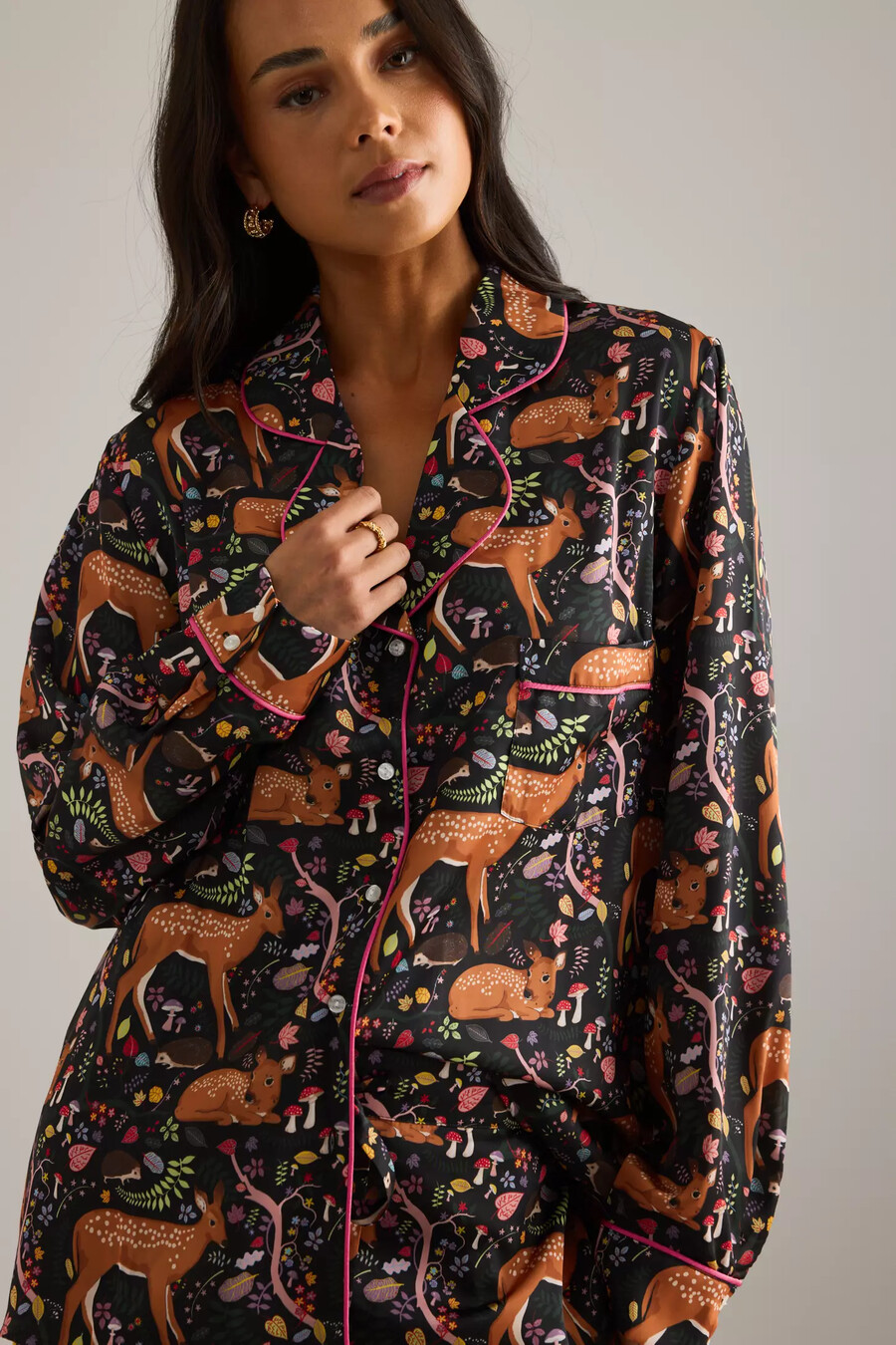 karen mabon flora und rehkitz langer pyjama set