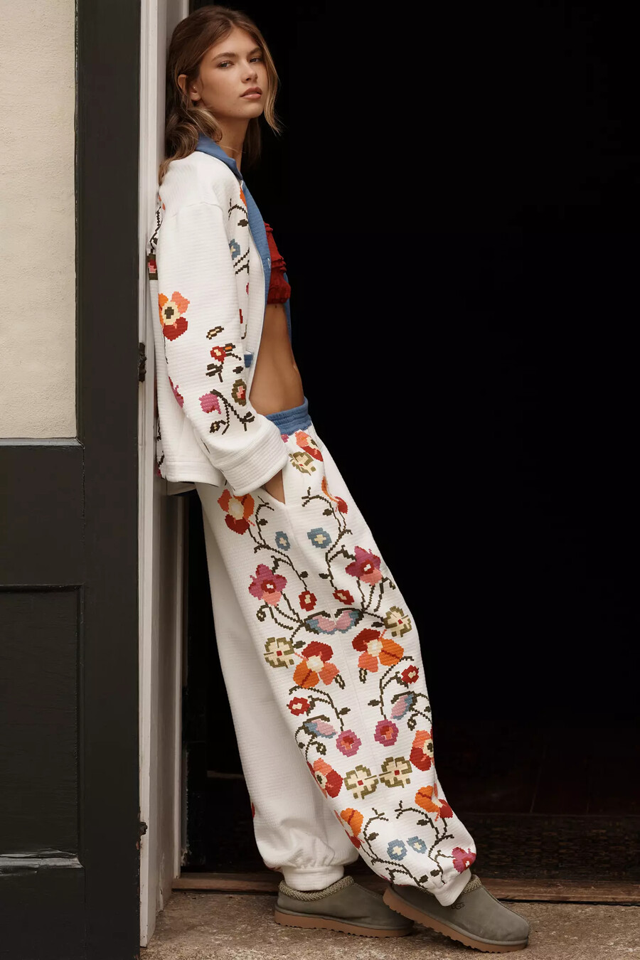 von anthropologie gemütliche gesteppte pyjamahose