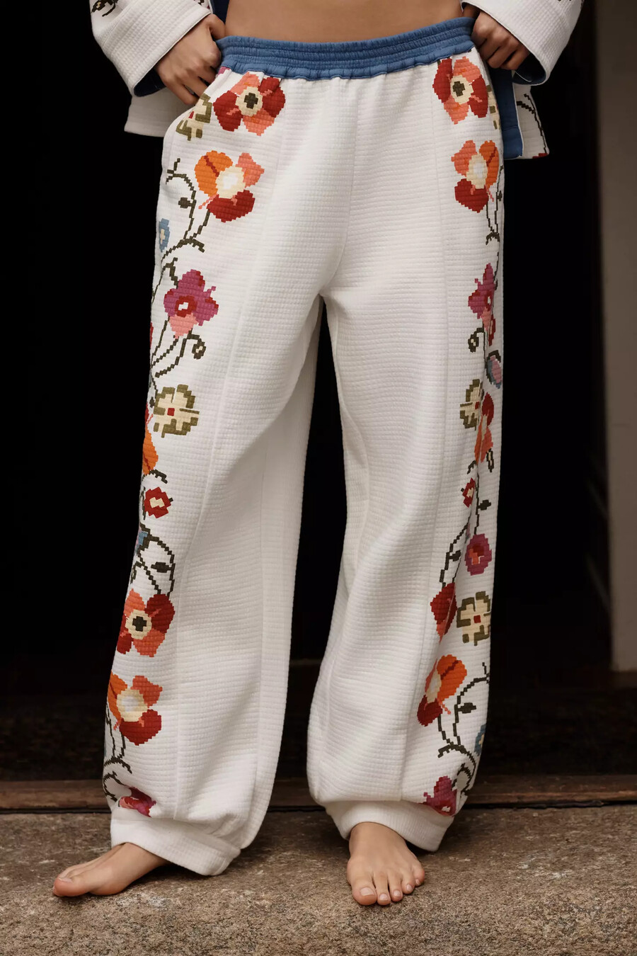 von anthropologie gemütliche gesteppte pyjamahose