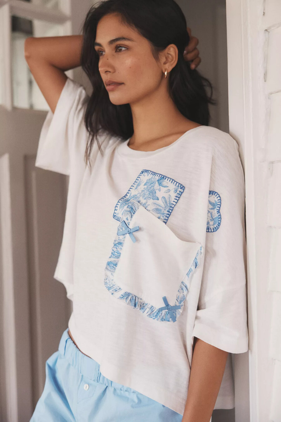 lyrebird oversized patch pocket t-shirt