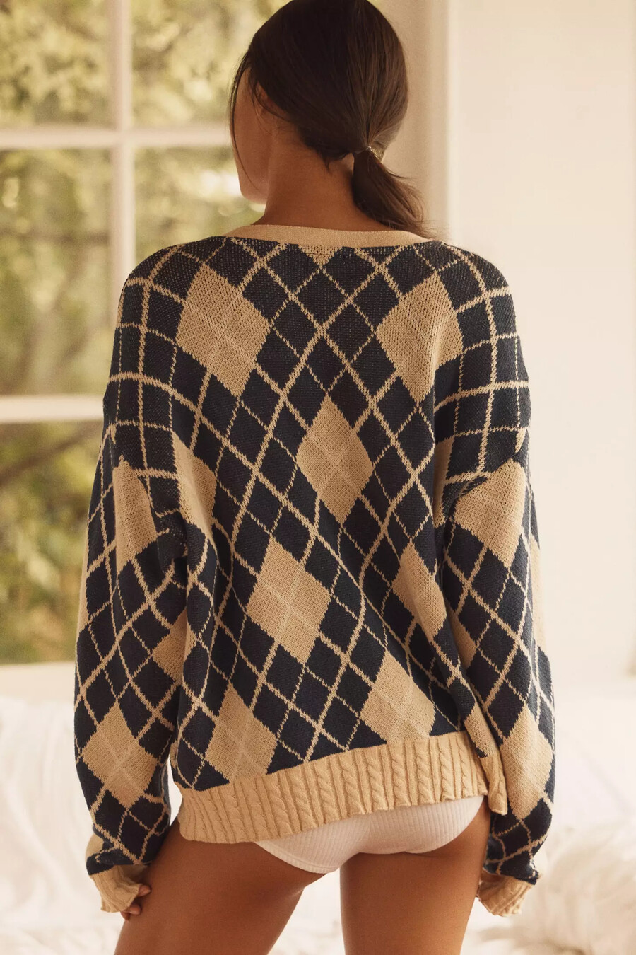 lyrebird argyle cardigan