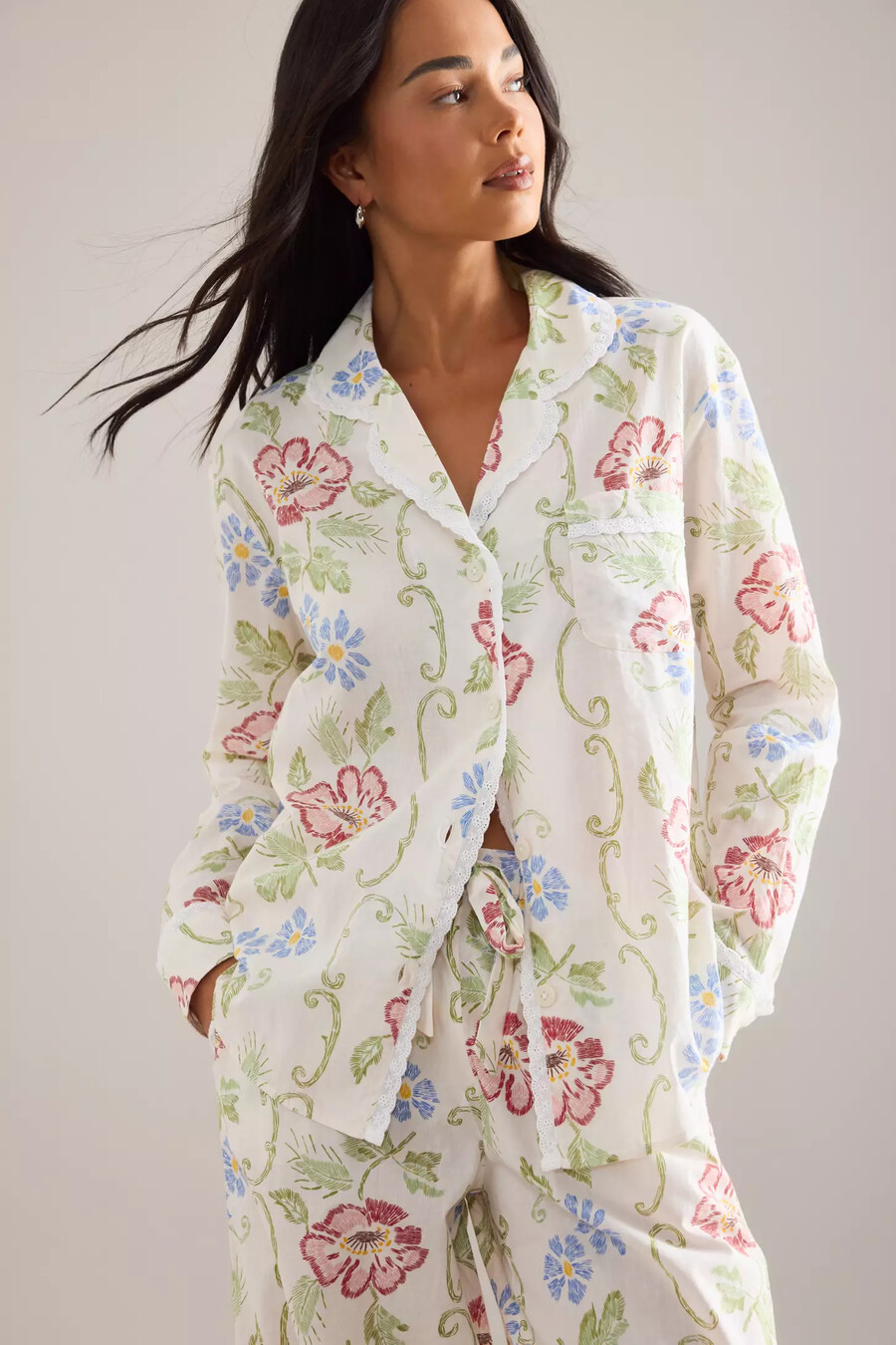 desmond dempsey blumen-pyjama-set