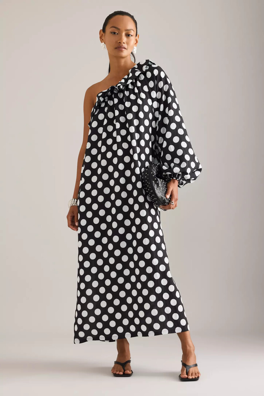 sleeper gaia midikleid mit einem träger und polka-dots