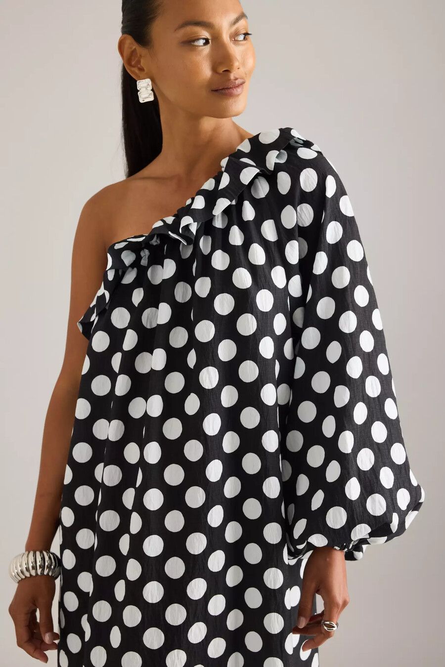 sleeper gaia midikleid mit einem träger und polka-dots