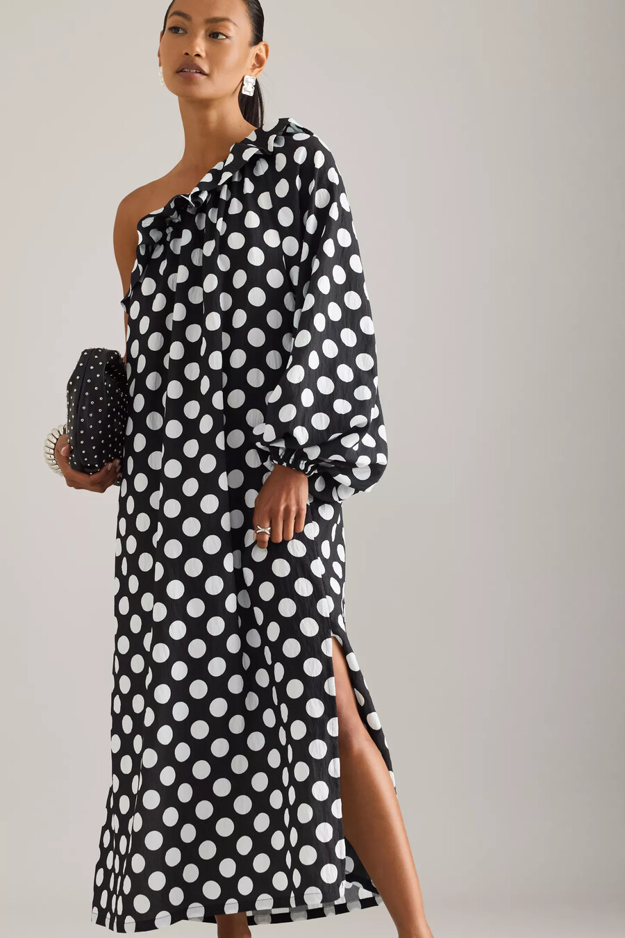 sleeper gaia midikleid mit einem träger und polka-dots