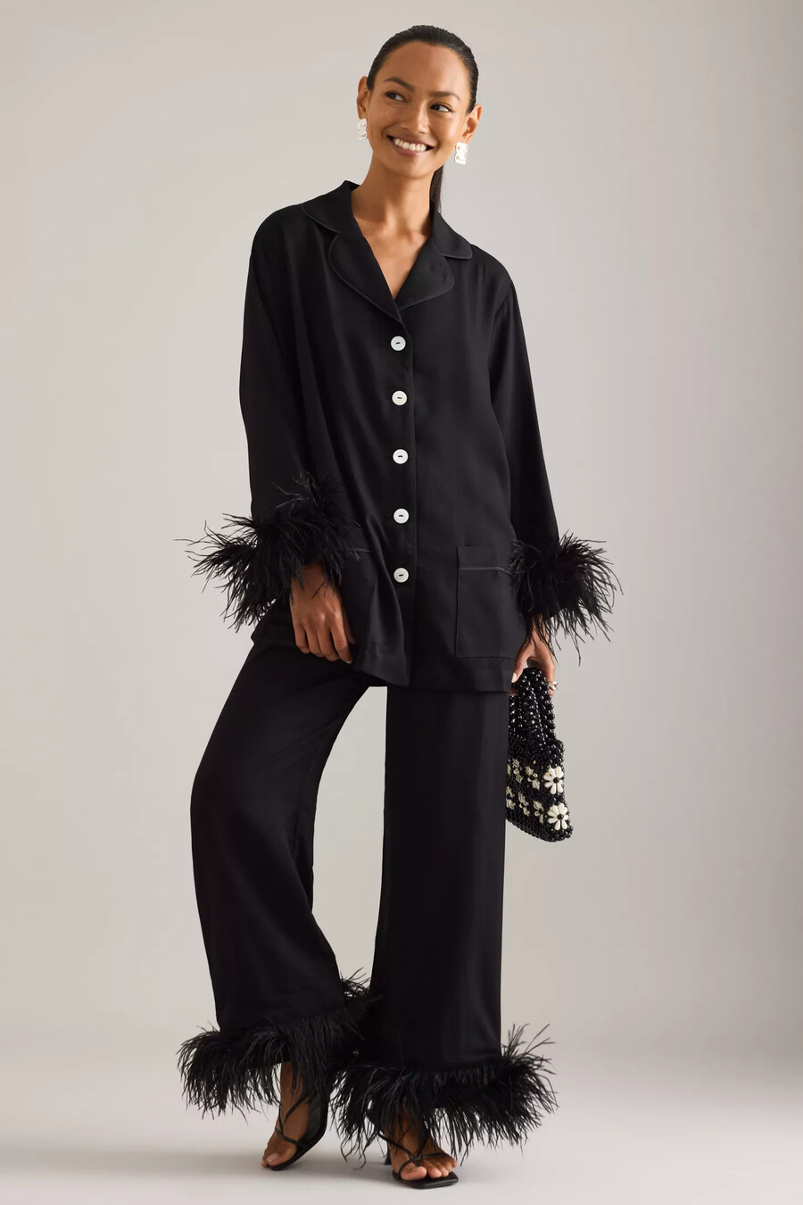 sleeper party feder langer pyjama set
