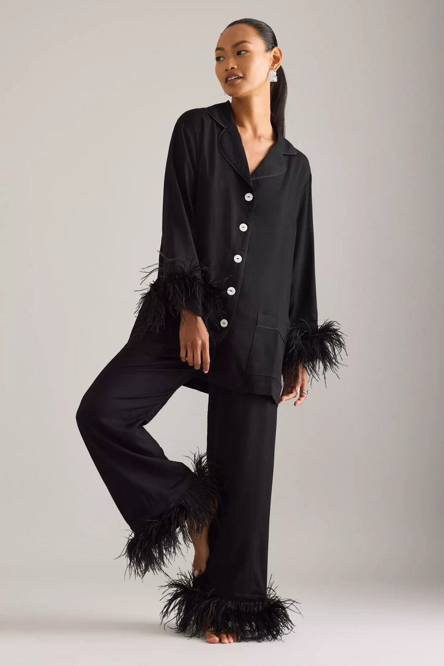 sleeper party feder langer pyjama set