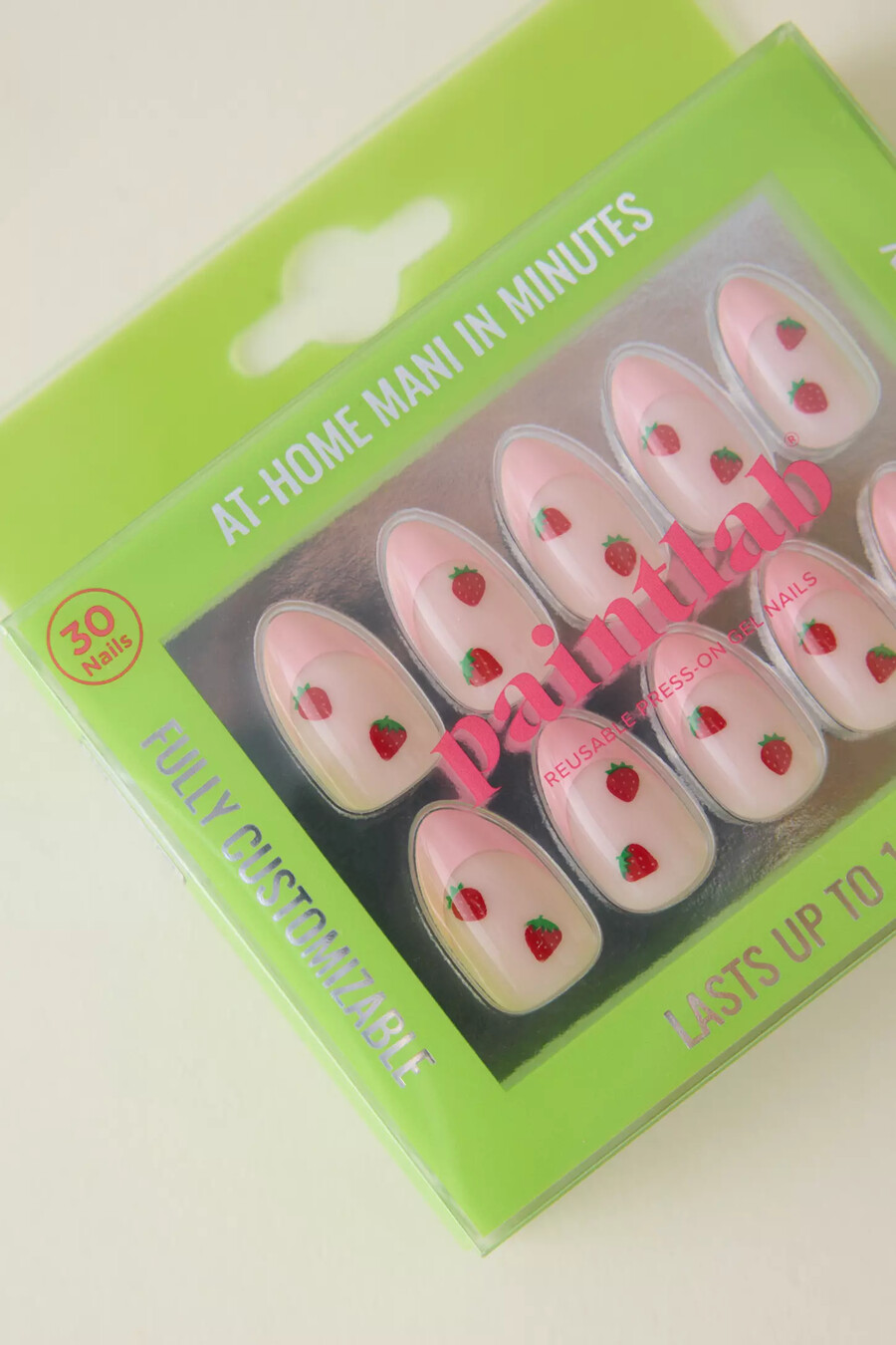paintlab pink strawberry press-on nails