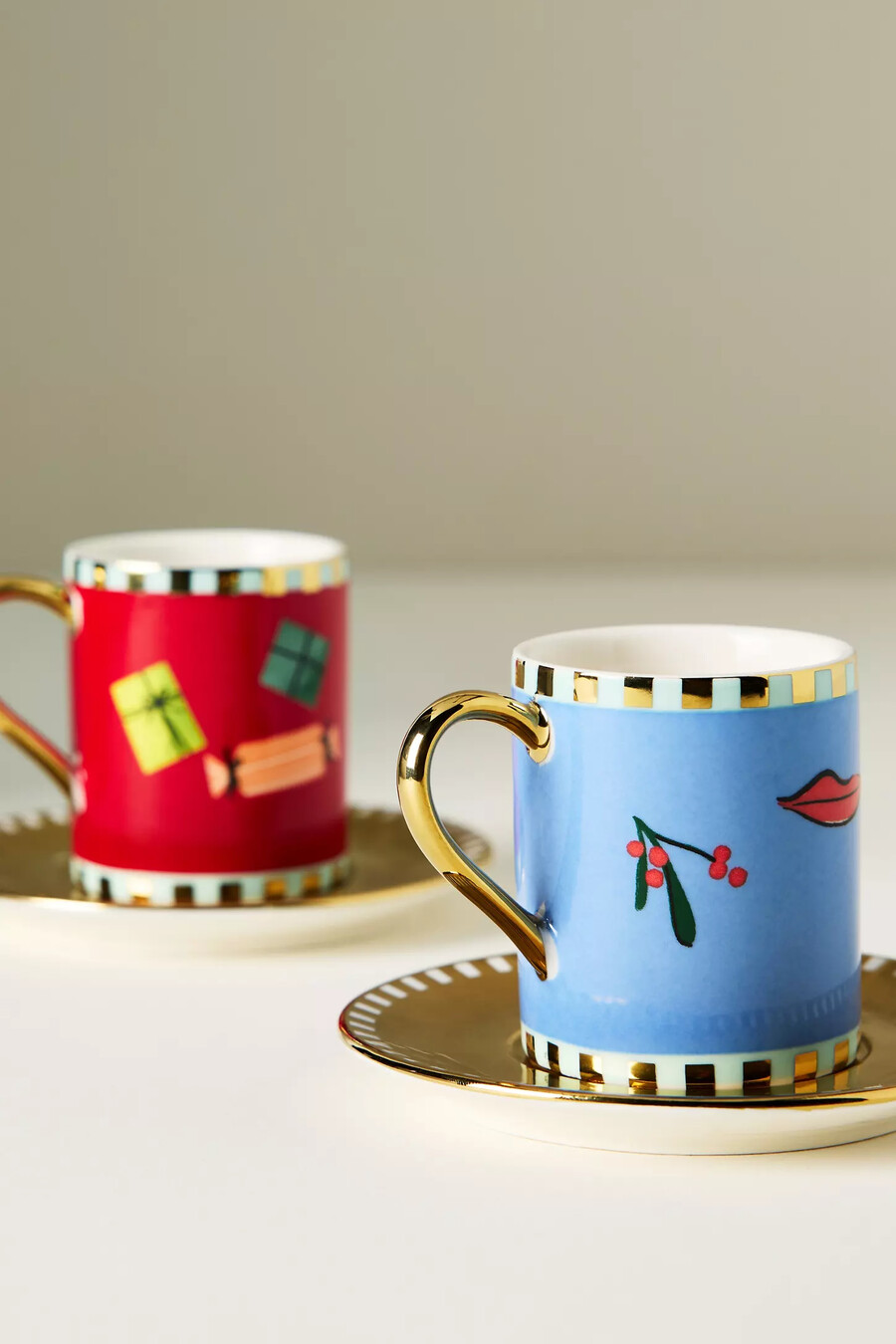 caroline steingut-weihnachts-espressotasse mit untertasse