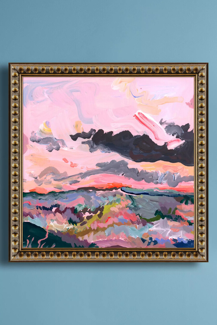 orangefarbene sonne im rosa himmel von kt smail – wandbild