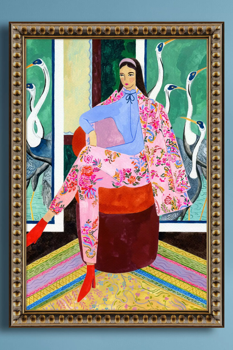 sitzende dame 3 von sharan ranshi wandkunst