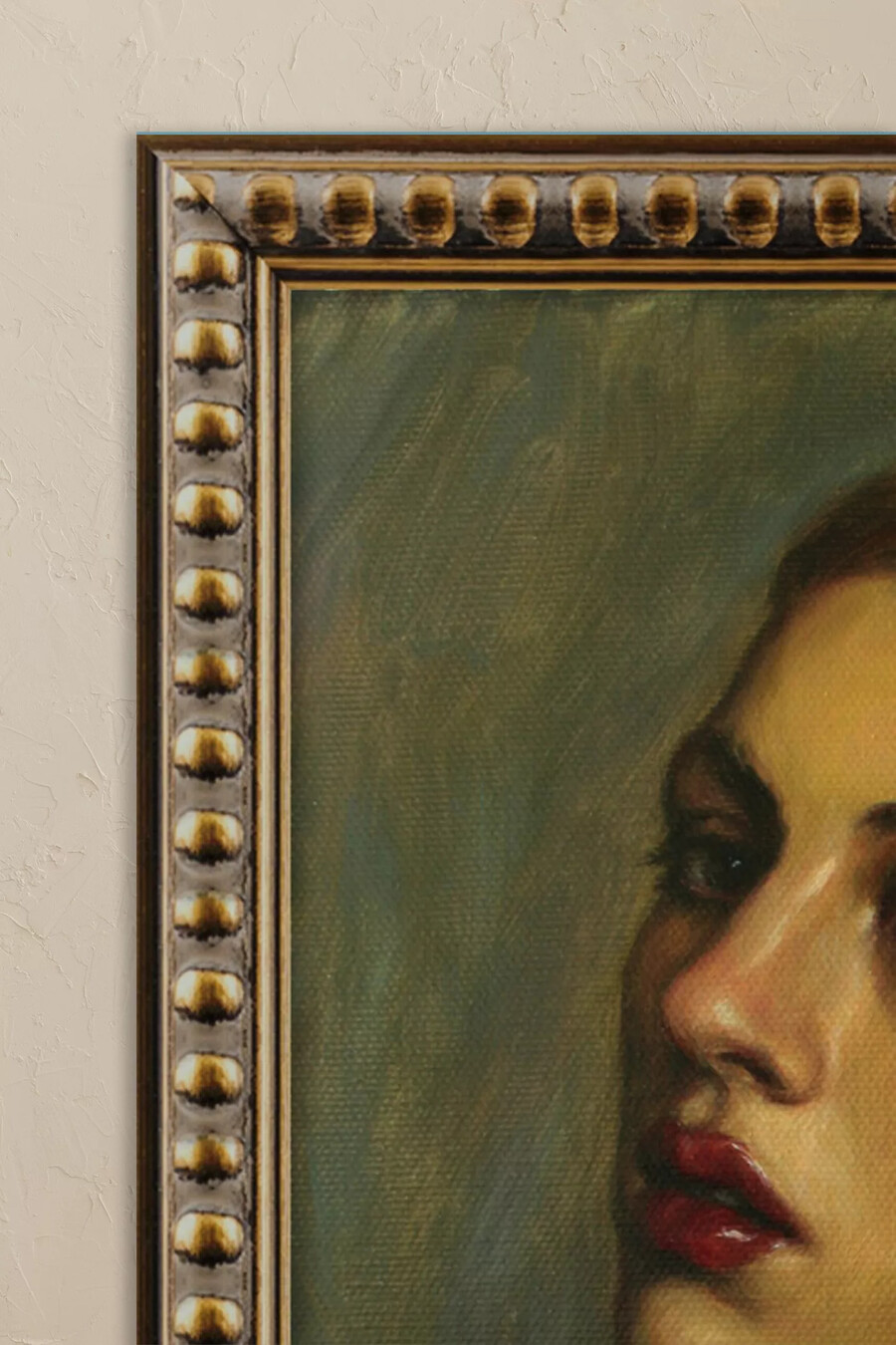 mädchen mit dem smaragdohrring von pat kelley gerahmtes wandbild