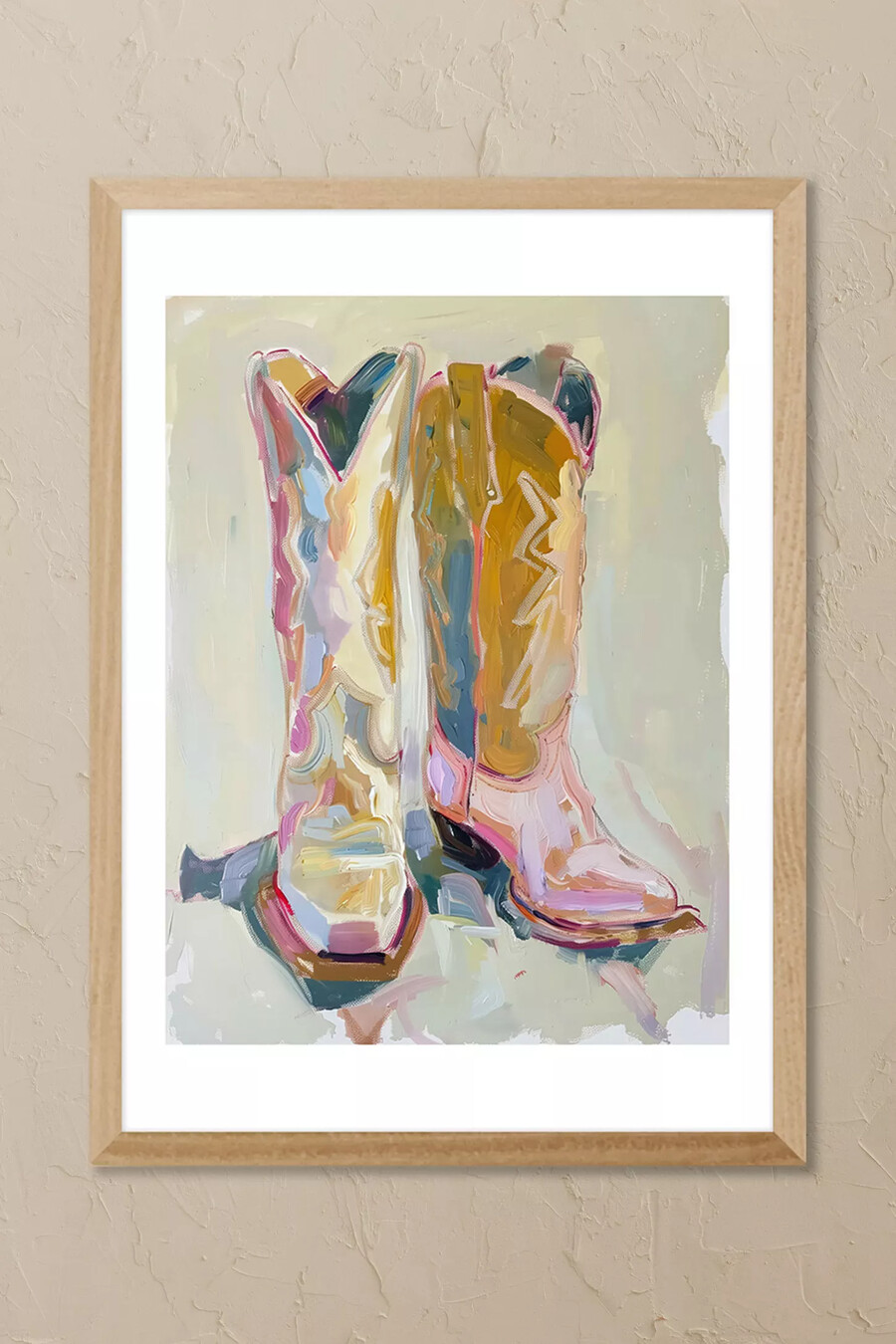 east end prints – gerahmtes wandbild mit cowboystiefeln