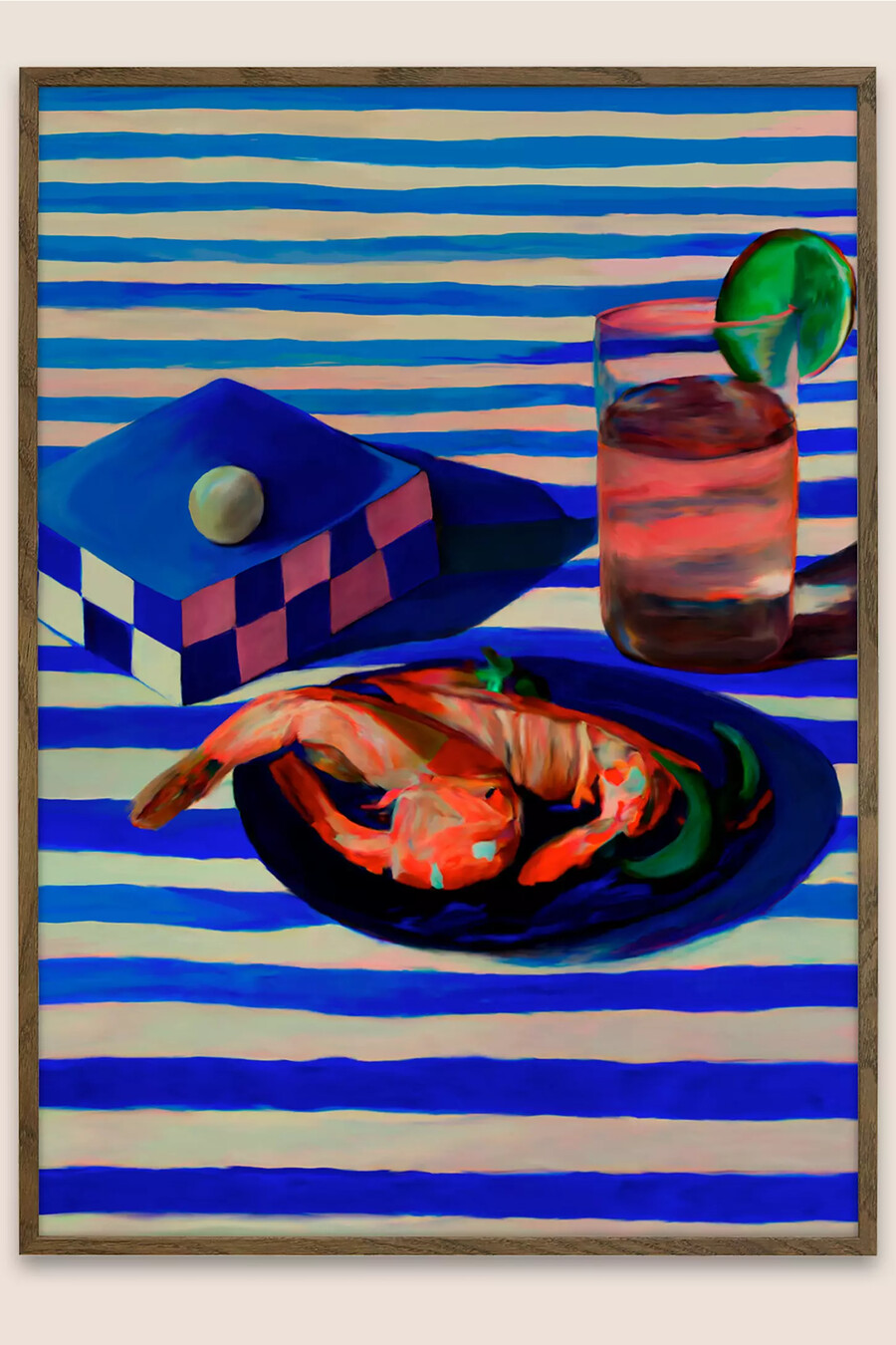 shrimp stripes von misfitting things gerahmter kunstdruck