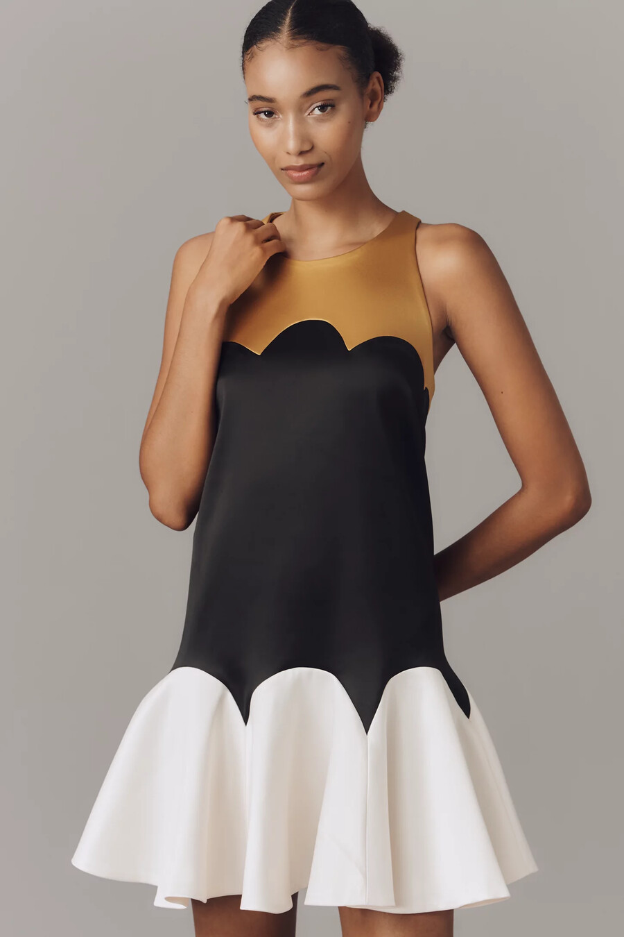 maeve minikleid mit ausgestelltem saum und muschelsaum