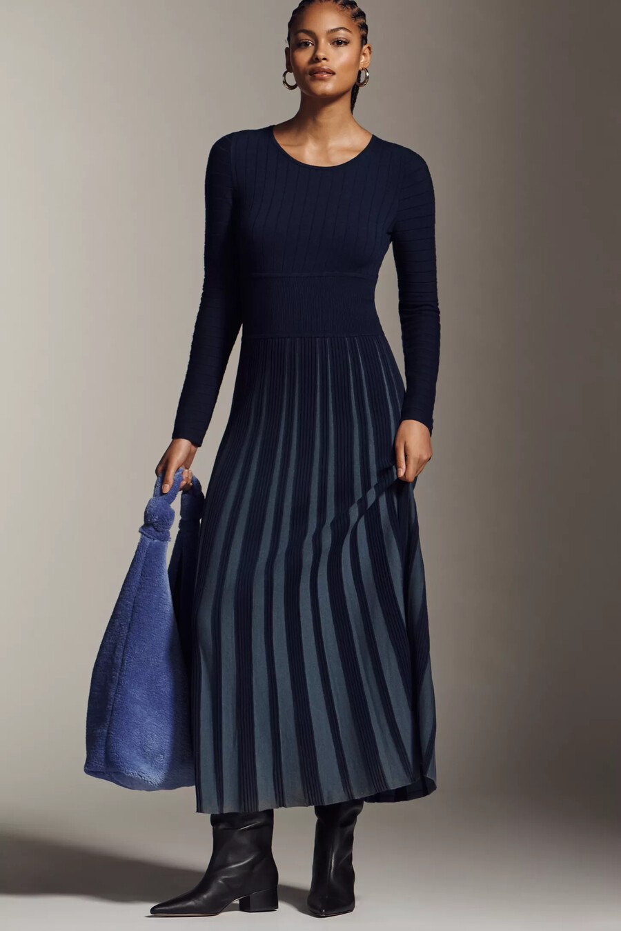 mare mare langarm-maxikleid aus schmal geschnittenem strick