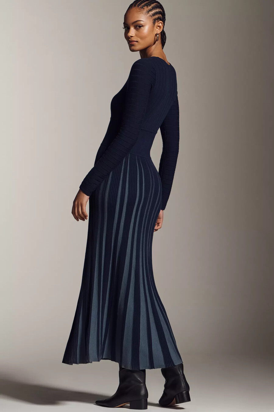 mare mare langarm-maxikleid aus schmal geschnittenem strick