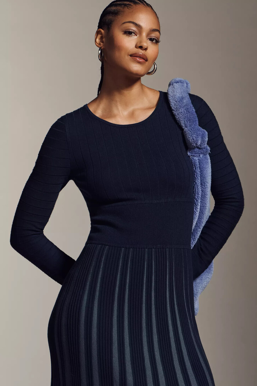 mare mare langarm-maxikleid aus schmal geschnittenem strick