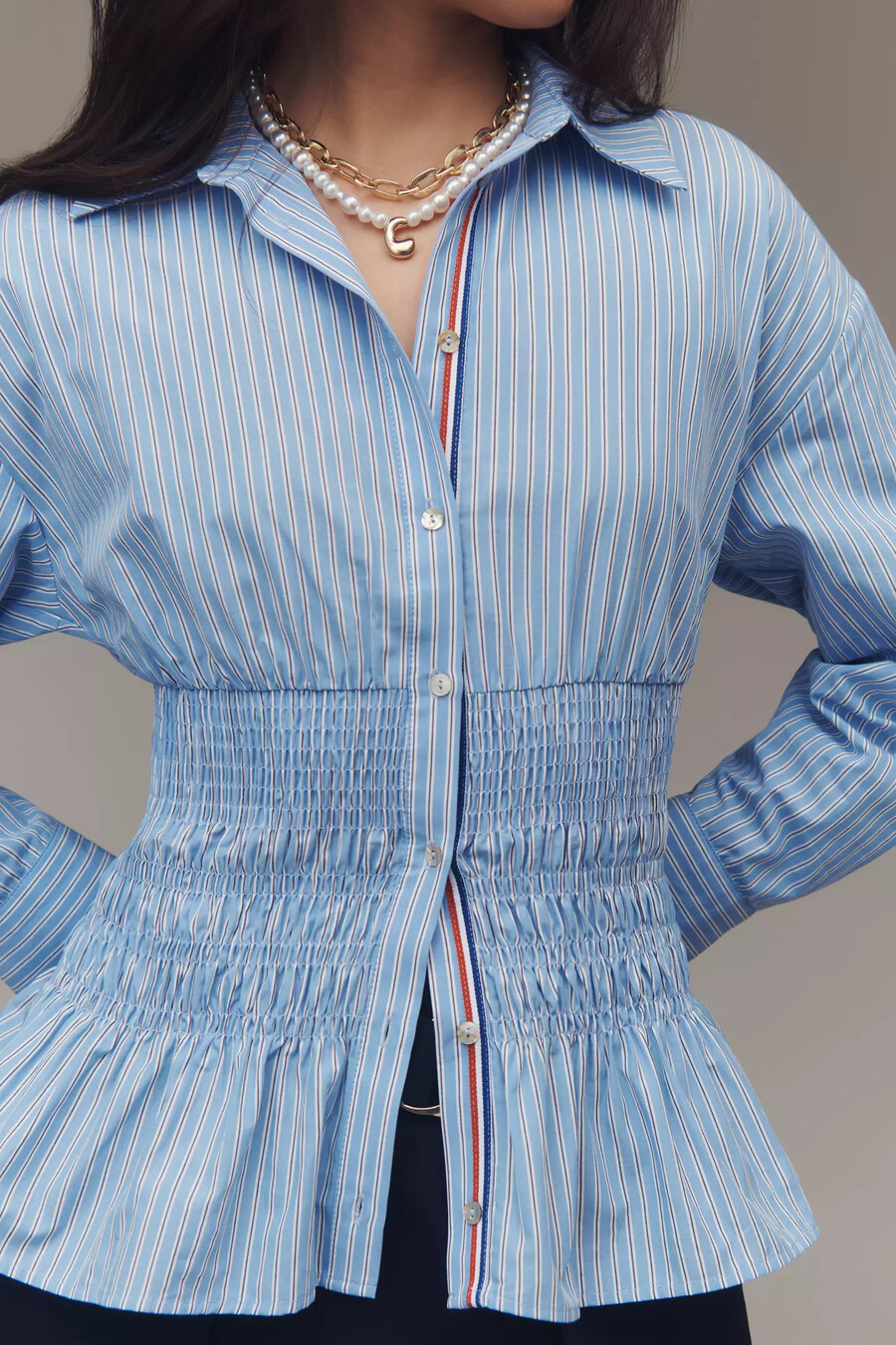 maeve langarmbluse mit geraffter taille