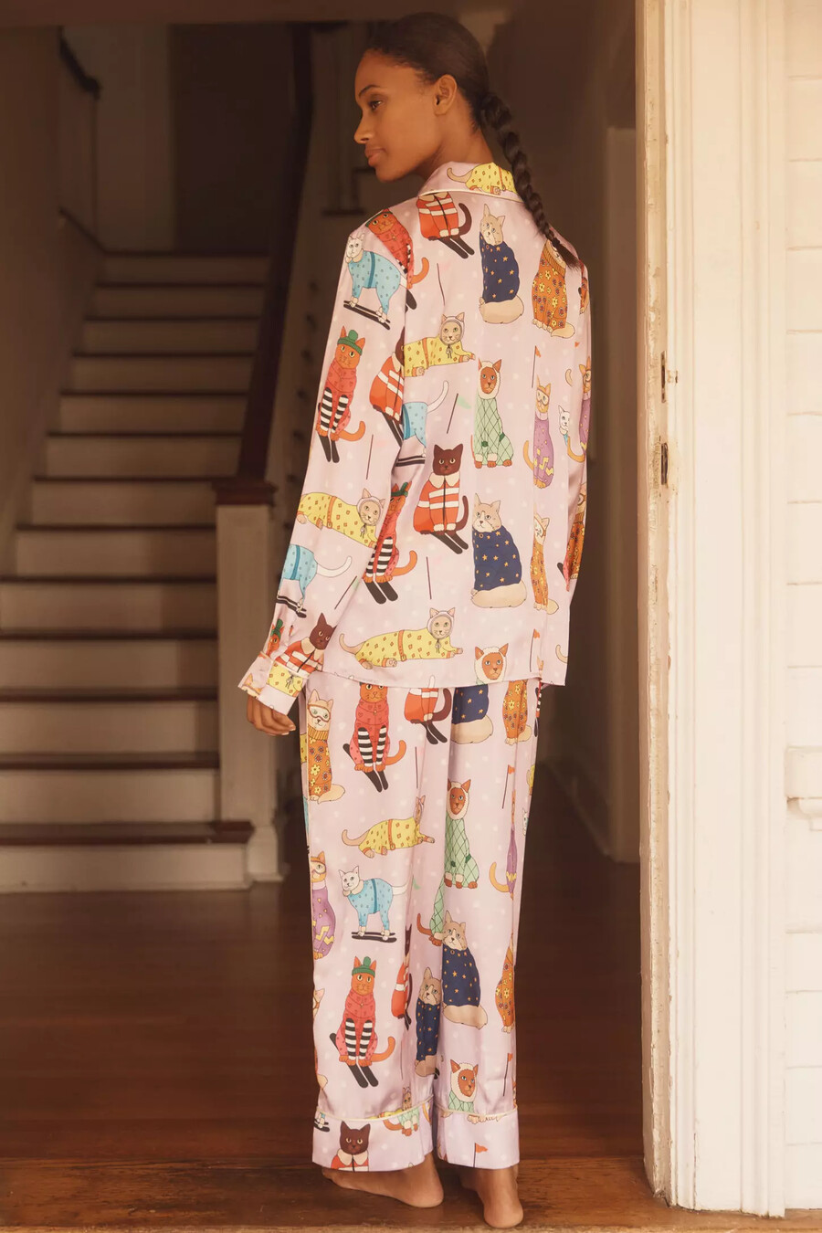 karen mabon skiing cats klassisches pyjama-set