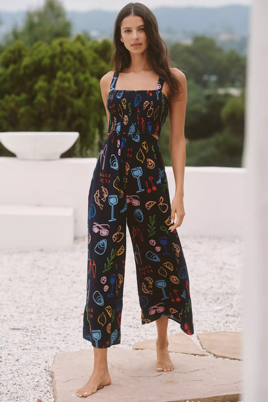 jordan nickson jumpsuit mit eckigem ausschnitt und smokdetails