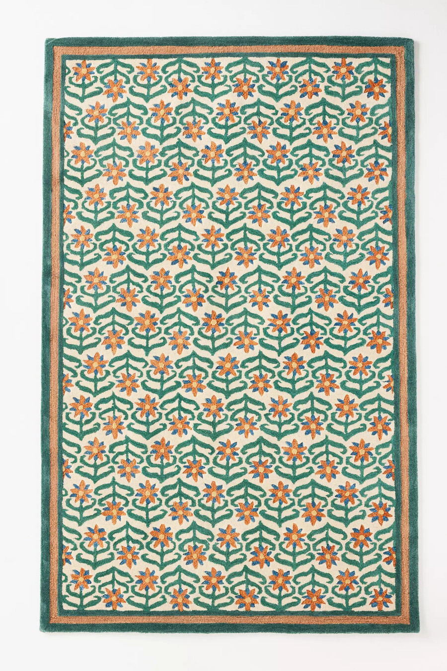 bedruckter getufteter wollteppich mit blumenmuster