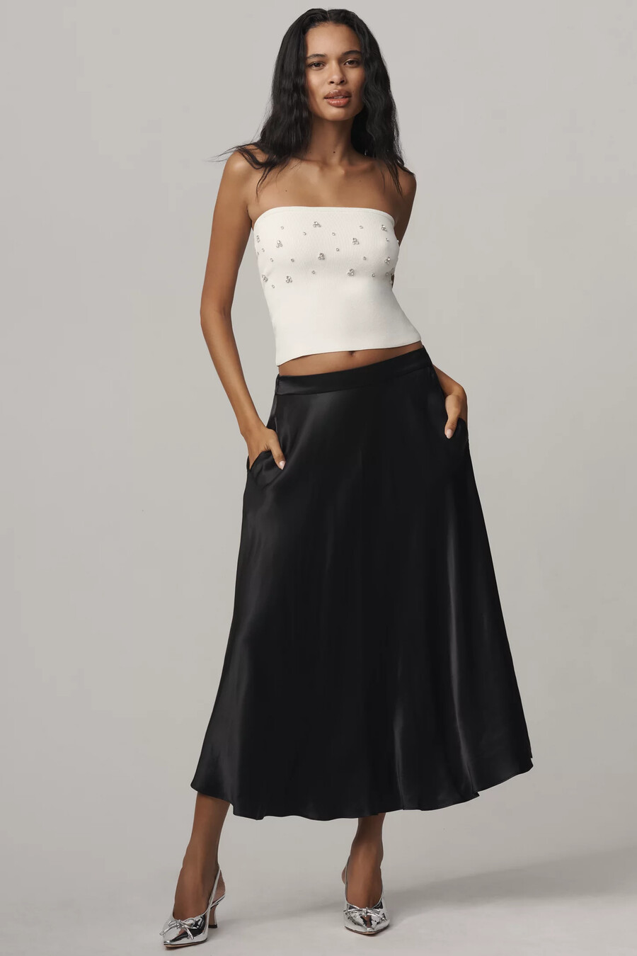maeve circle satin midirock