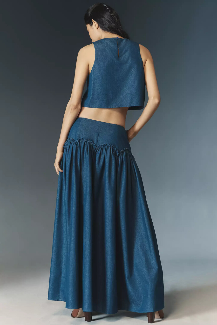 mare mare x anthropologie maxirock mit baskischer taille