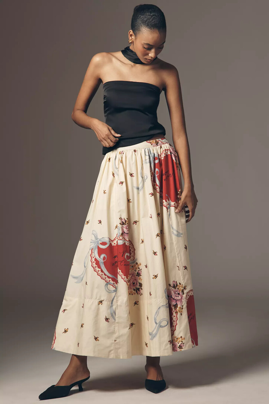 maeve popeline-midirock mit print