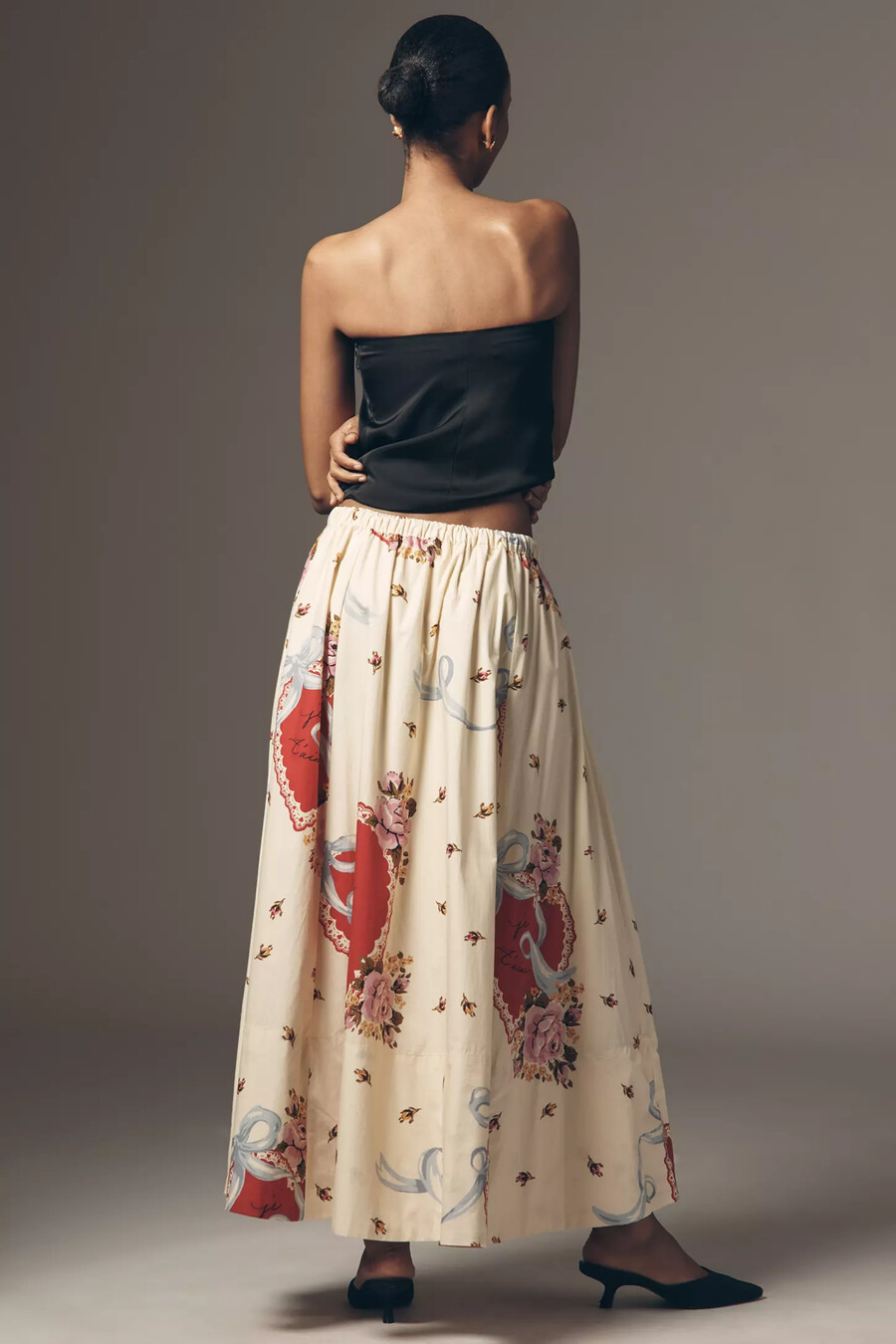 maeve popeline-midirock mit print