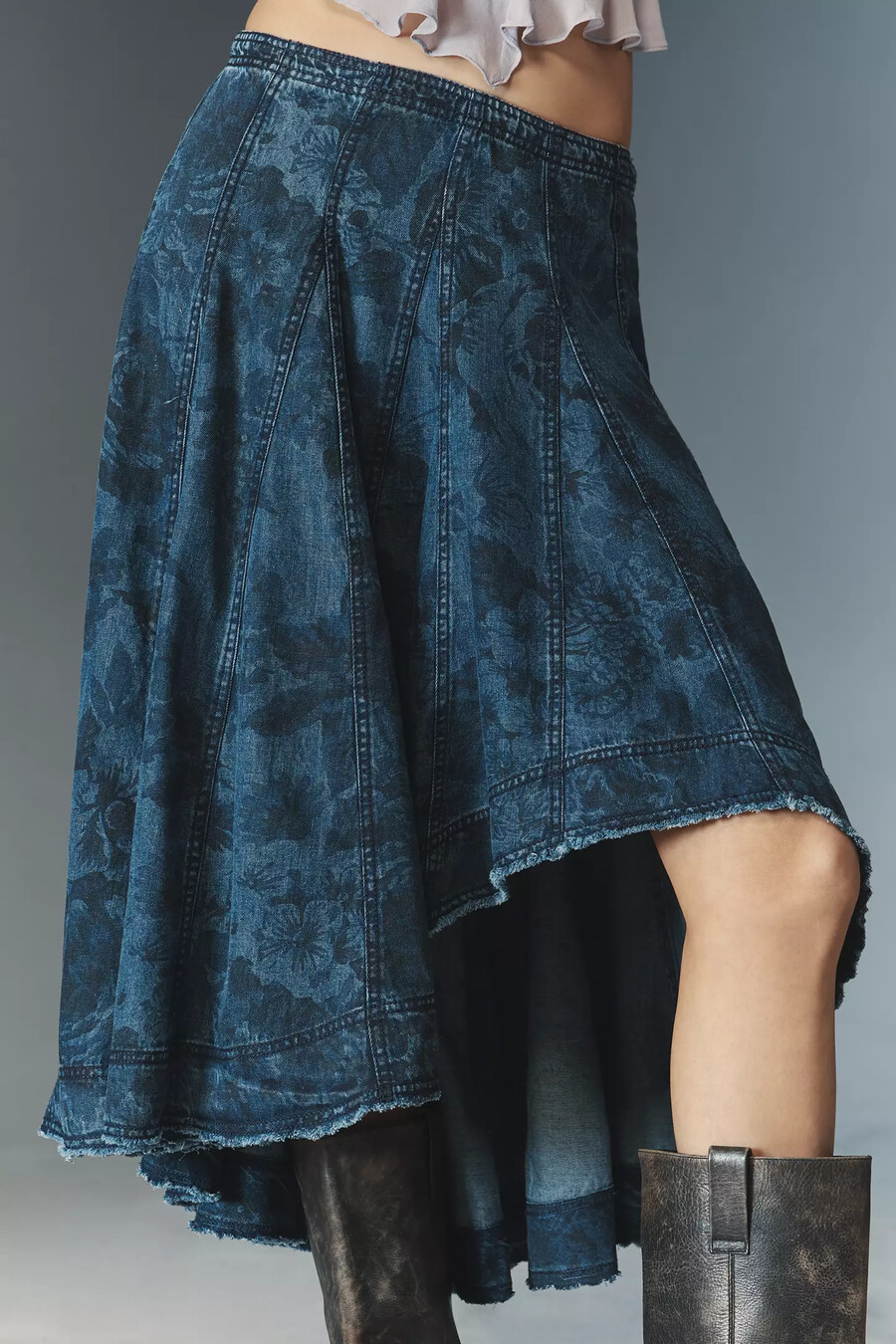 pilcro bedruckter jeans-petticoat-midirock