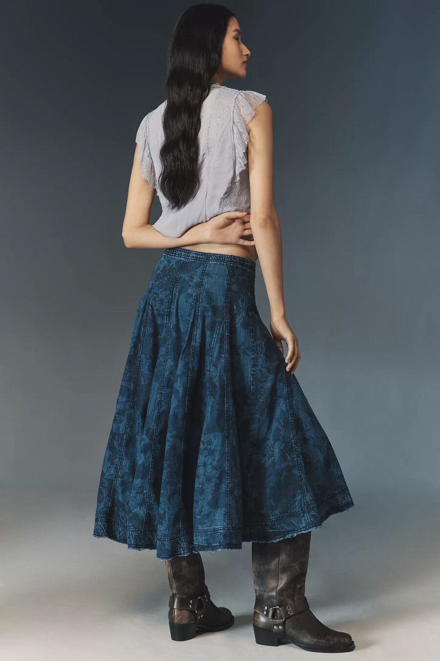 pilcro bedruckter jeans-petticoat-midirock