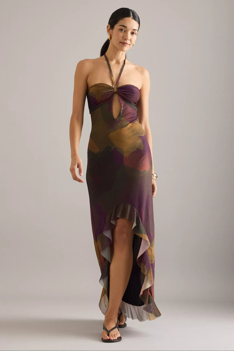 celandine high-low neckholderkleid mit cut-out
