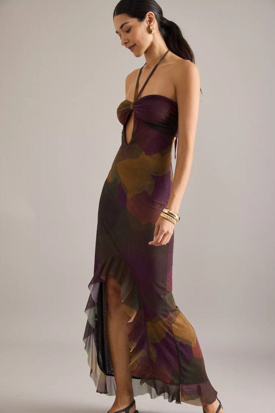 celandine high-low neckholderkleid mit cut-out
