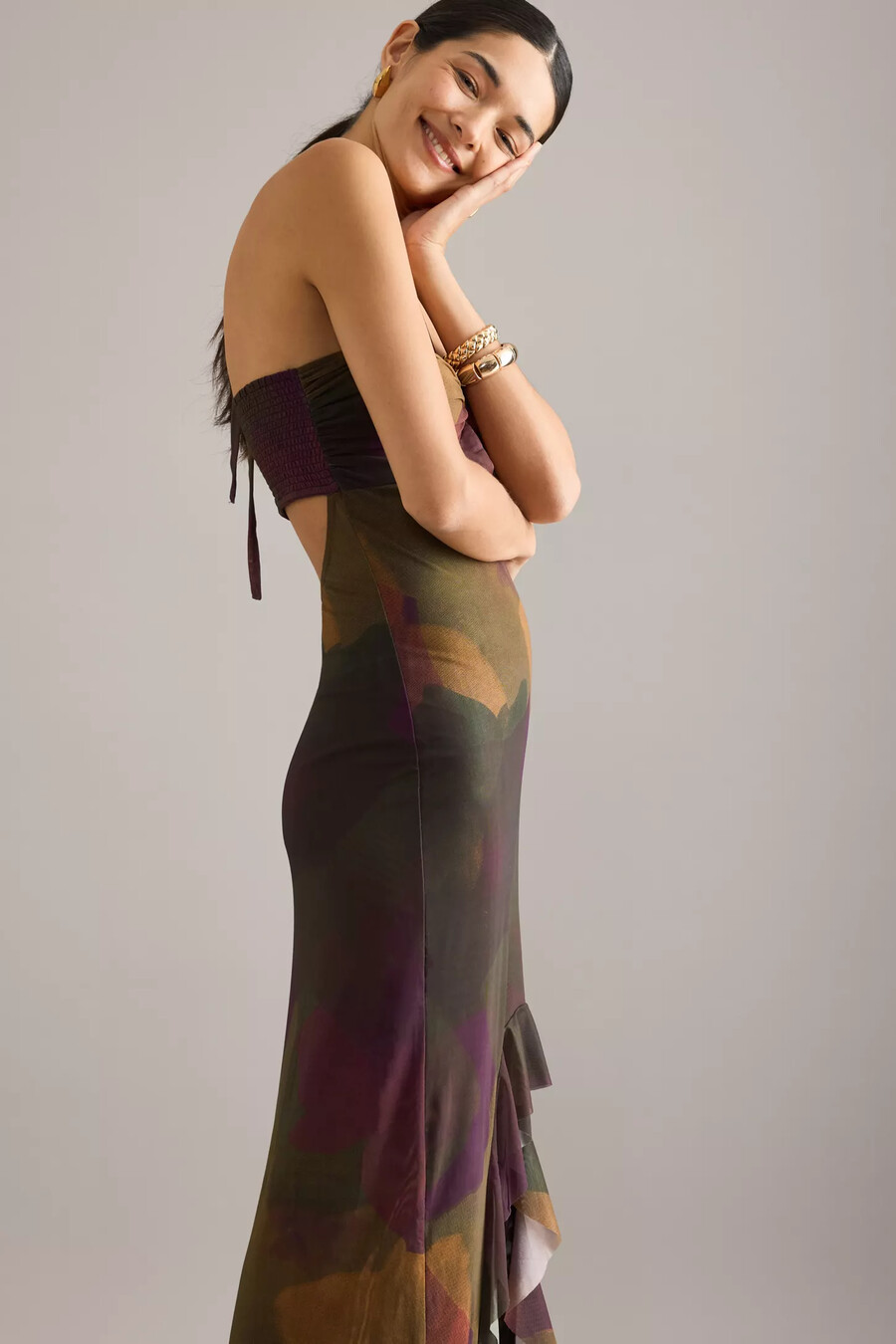 celandine high-low neckholderkleid mit cut-out