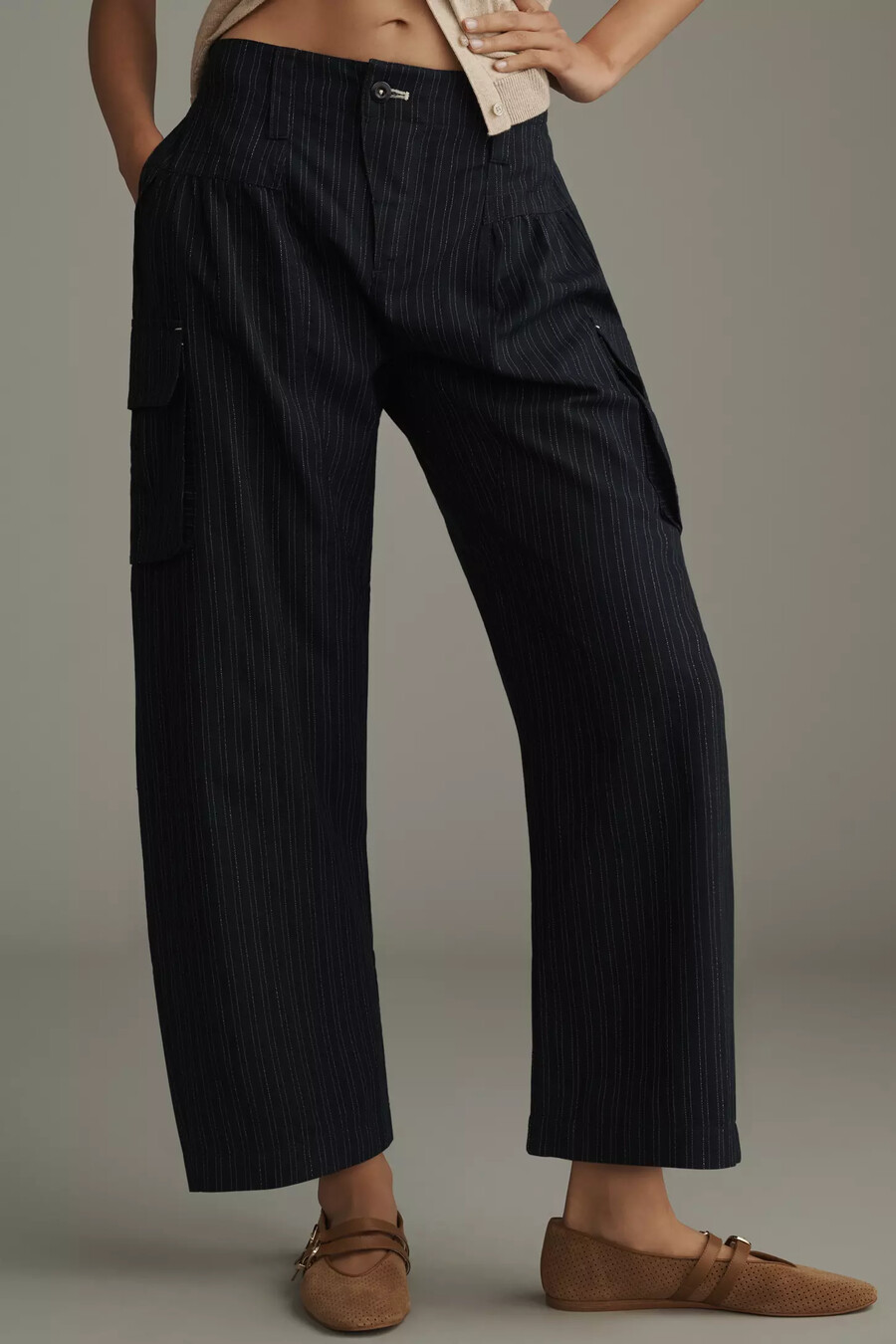 pilcro nadelstreifen-hose mit gebogenem bein