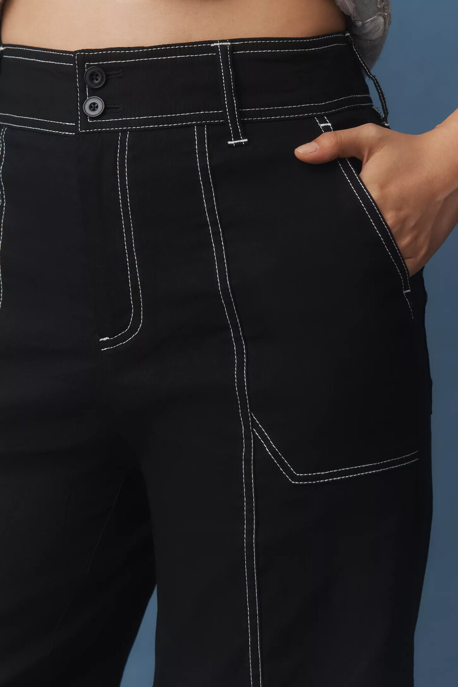 maeve leinenmischung weite hose mit ziernähten