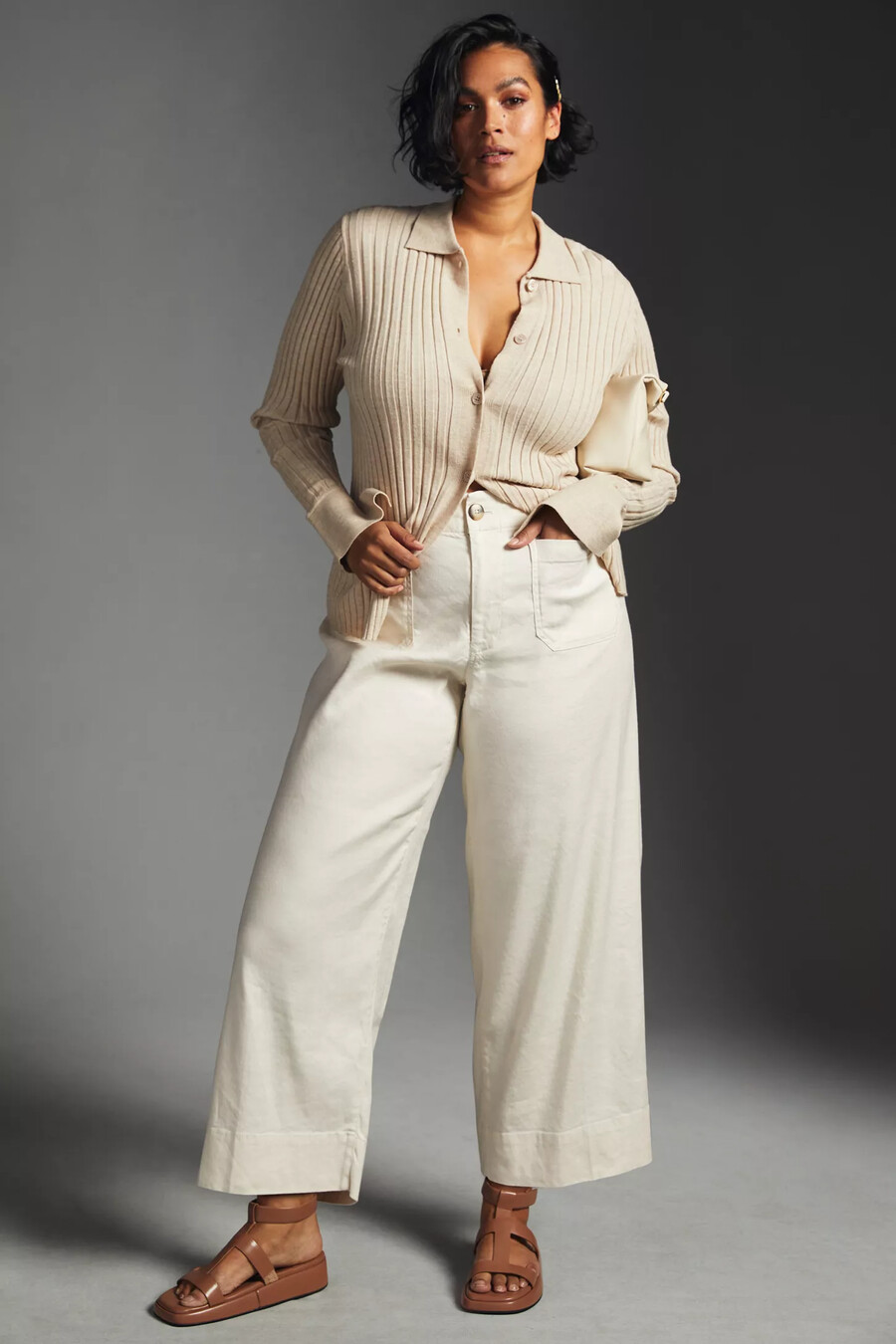die colette cropped wide-leg hose von maeve leinen-edition