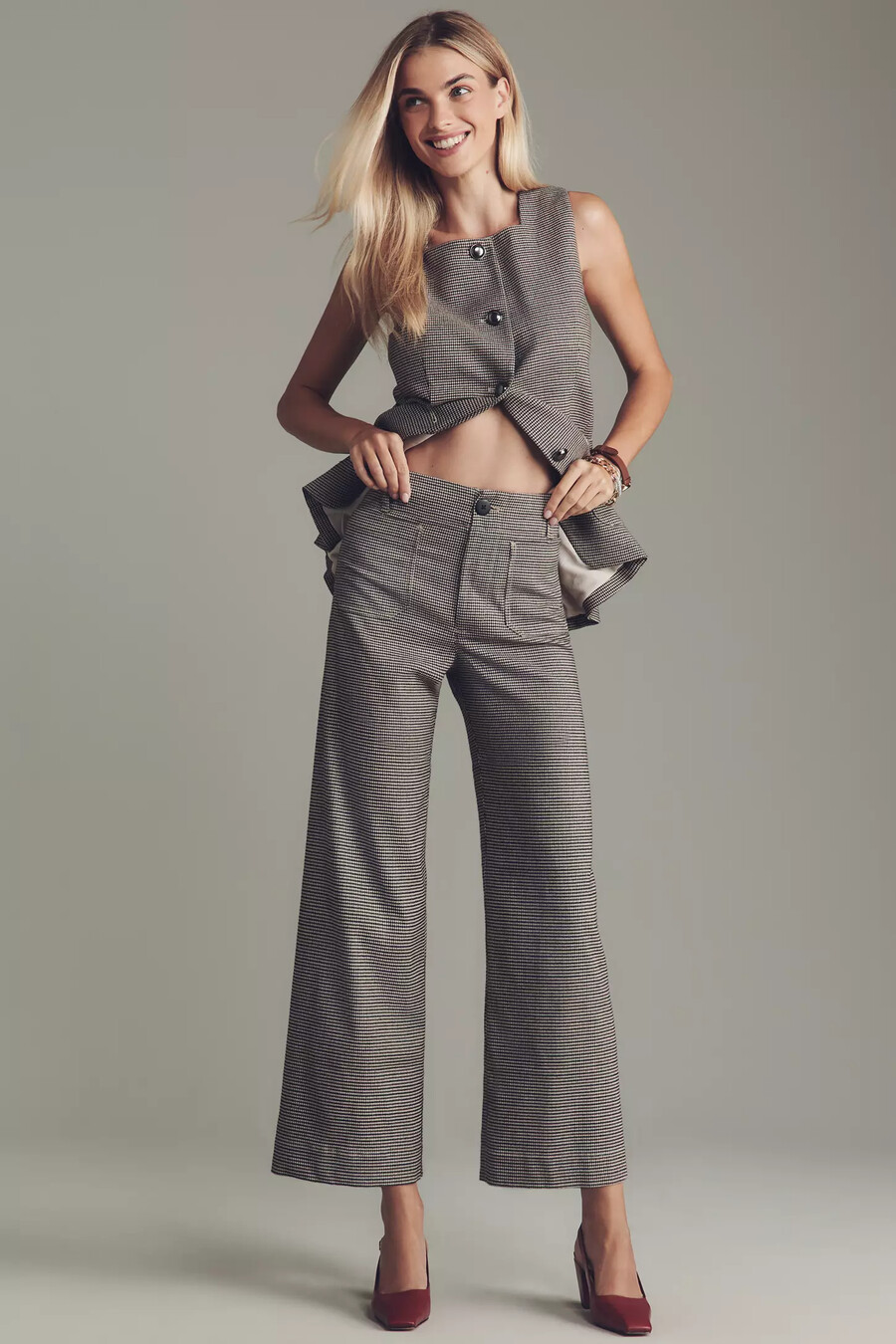 die colette houndstooth crop wide-leg hose von maeve