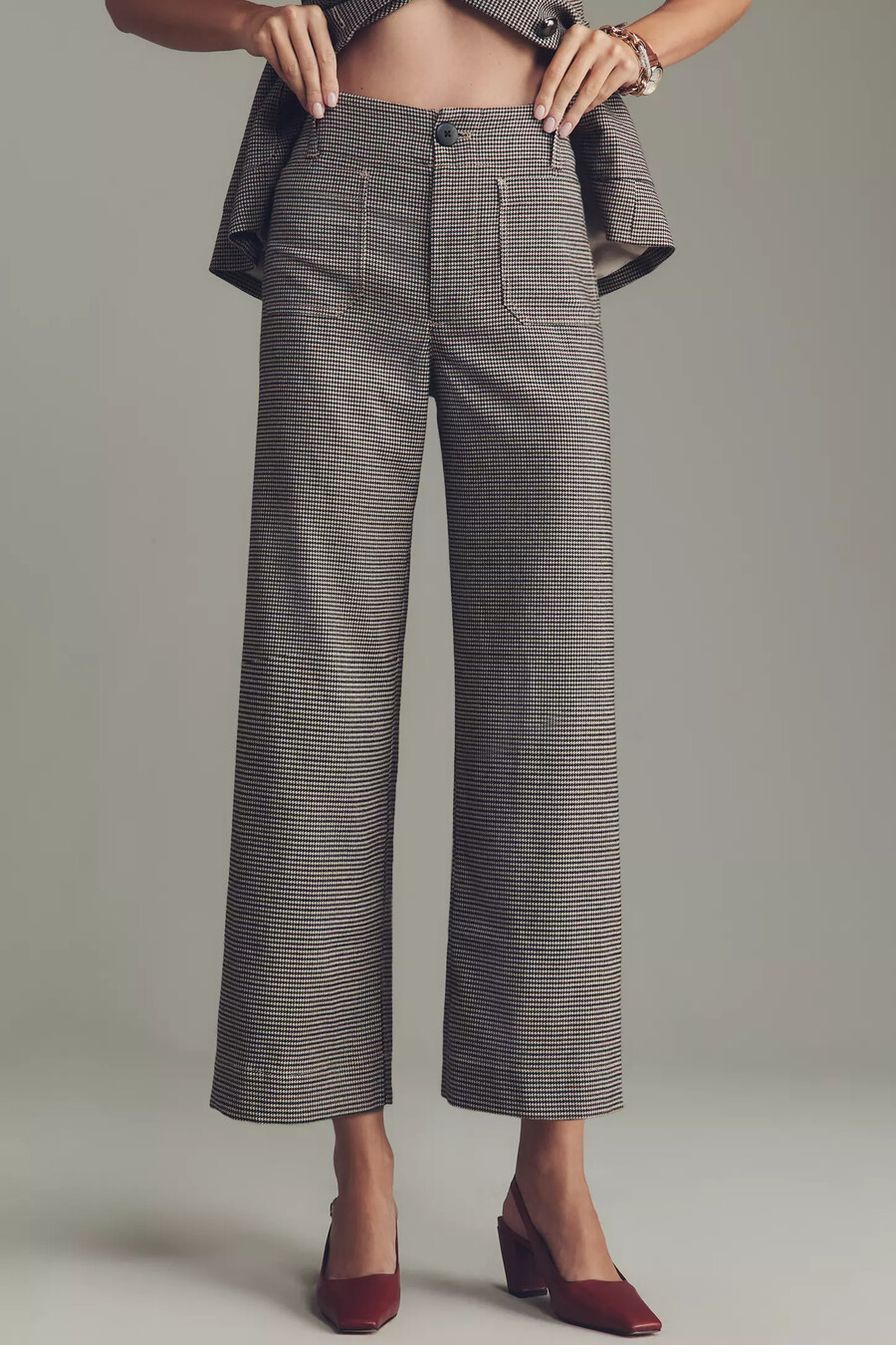 die colette houndstooth crop wide-leg hose von maeve