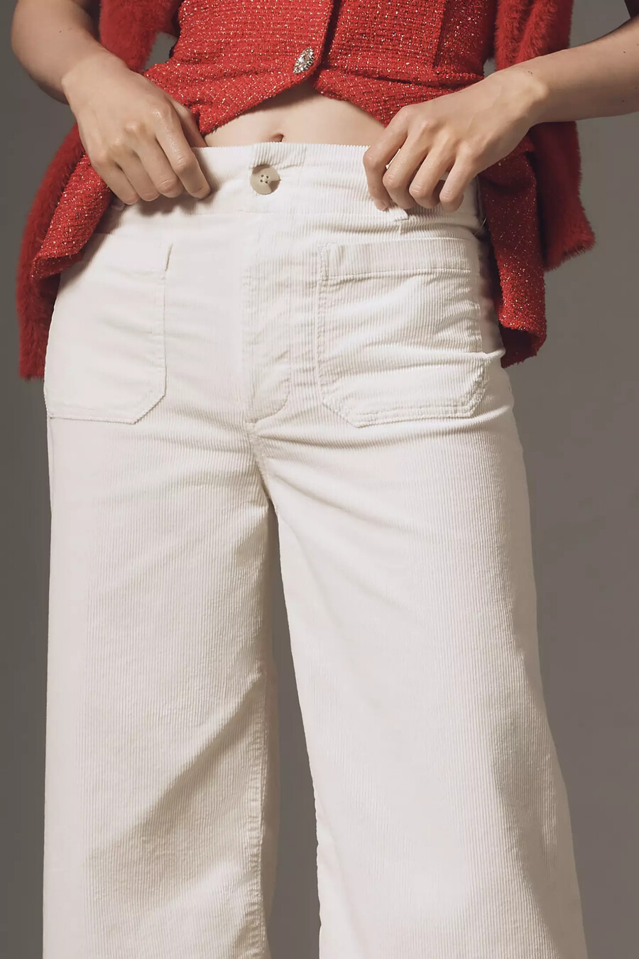 die colette bow corduroy crop wide-leg trousers von maeve